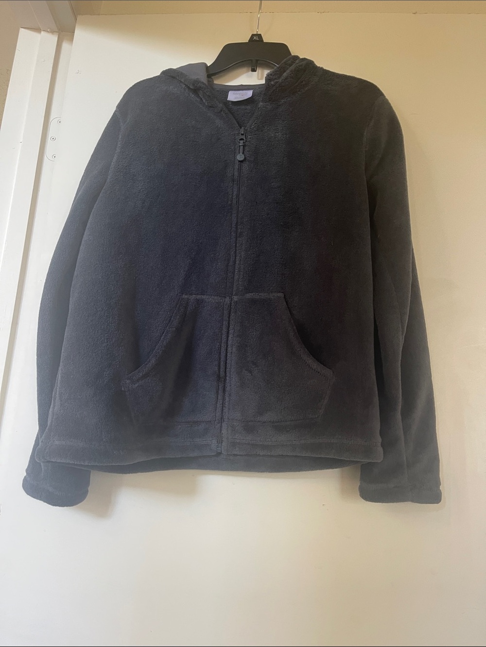 Danskin Youth Cozy Hooded Zip Fleece Jacket - Dark Gray Size L (12-14)